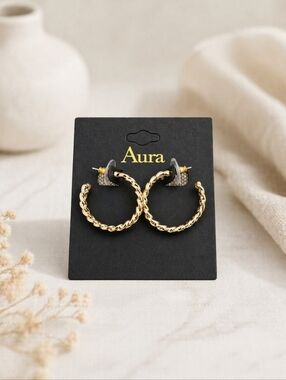 Aura NWT Braided Gold Hoop Earrings